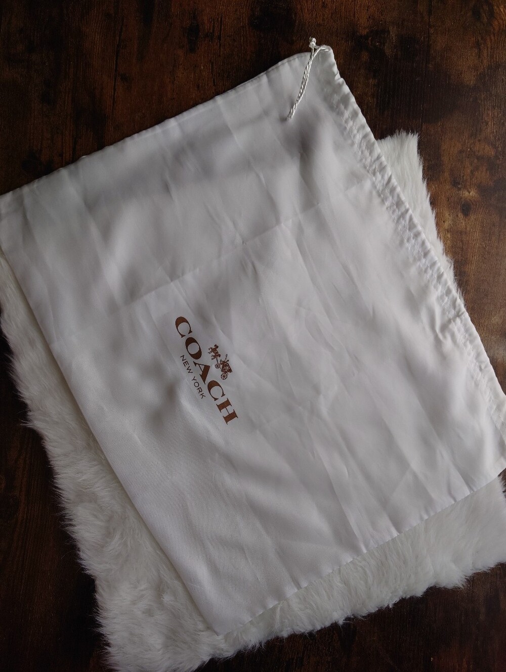 Coach White Dust Bag with Brown Logo - Picture 3 of 3